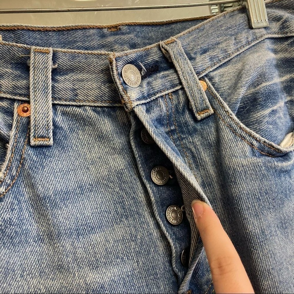 LEVI'S 501 High Rise Skinny Leg Button Fly Distressed Jeans Size 24 - Picture 7 of 16
